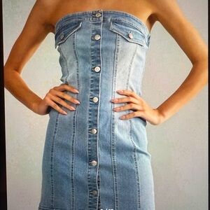 NWOT Love Tree Denim Tube Strapless Mini Dress Size M